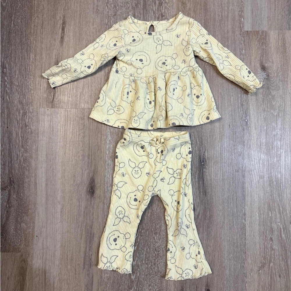 Disney Yellow Winnie the Pooh Print Baby Matching Set